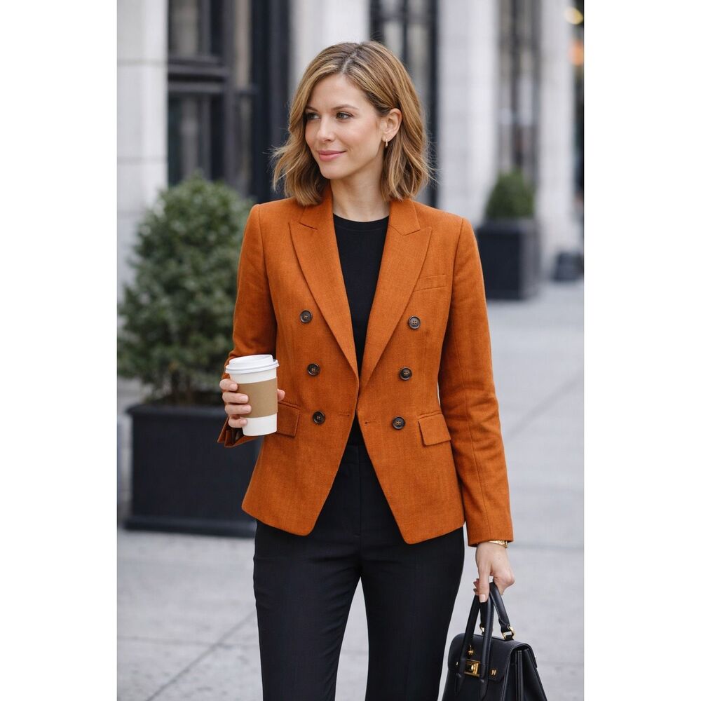 Veronica Beard Miller Dickey Blazer Linen Terracotta Women 4 Modern Classic - Picture 2 of 6